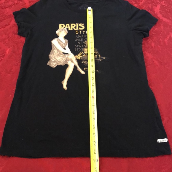 Black Paris bling t-shirt Sz XLg. Copper Eiffel Tower & silver rhinestones - Picture 5 of 10